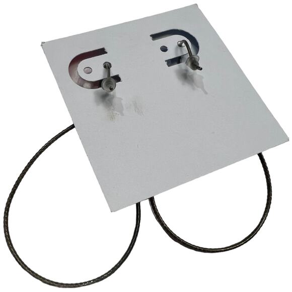 Black Wire Teardrop Hoop Earrings - Modern & Chic Design - Picture 2 of 6